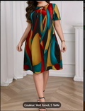 Jolie robe à manches courtes col rond