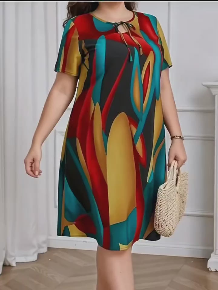 Jolie robe à manches courtes col rond